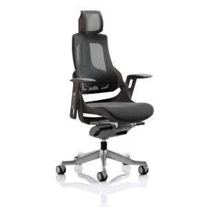 Image of Adroit Zure Executive Chair With Headrest Black Frame Mesh Charcoal