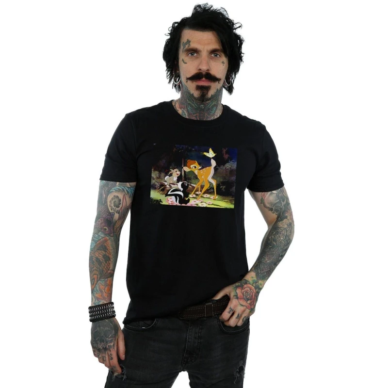 Image of Disney Men Bambi Tail Butterfly Still T-Shirt in Black Size: Small Black S Male 5059276776947
