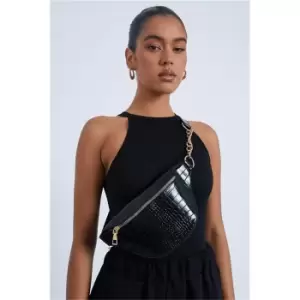 image of I Saw It First Black Chain Detail Bum Bag - Black