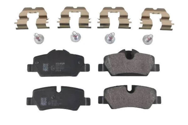 Image of Blue PRINT ADB114216 Brake pad set Rear Axle, prepared for wear warning indicator, with fastening material Brake Pad Set,disc brake (402)