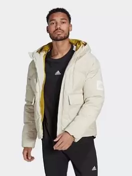 Image of adidas Big Baffle Down Jacket, Brown Size M Men