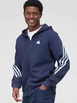 Image of adidas 3-stripe Full Zip Hoodie - Blue, Navy, Size S, Men