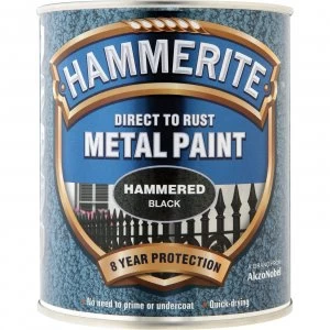 image of Hammerite Hammered Finish Metal Paint Black 750ml