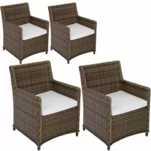 Tectake 4X Rattan Chair Saint Tropez Brown