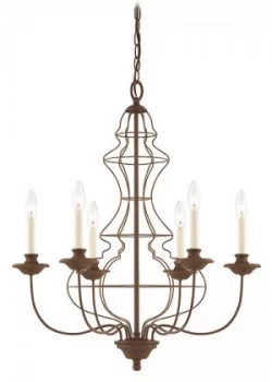 Image of 6 Light Chandelier Rustic Antique Bronze Finish, E14