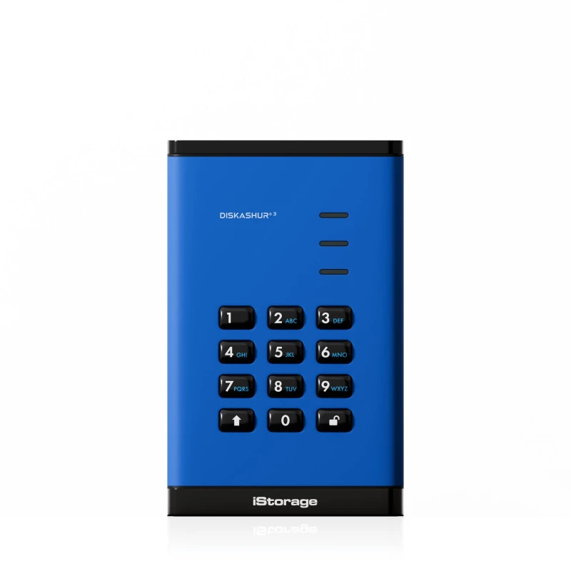 Image of iStorage iStorage diskAshur³ SSD 512GB Blue Secure Portable Solid State Drive FIPS 140-3 Level 3 Complaint |Common Criteria EAL 5+ PIN protected
