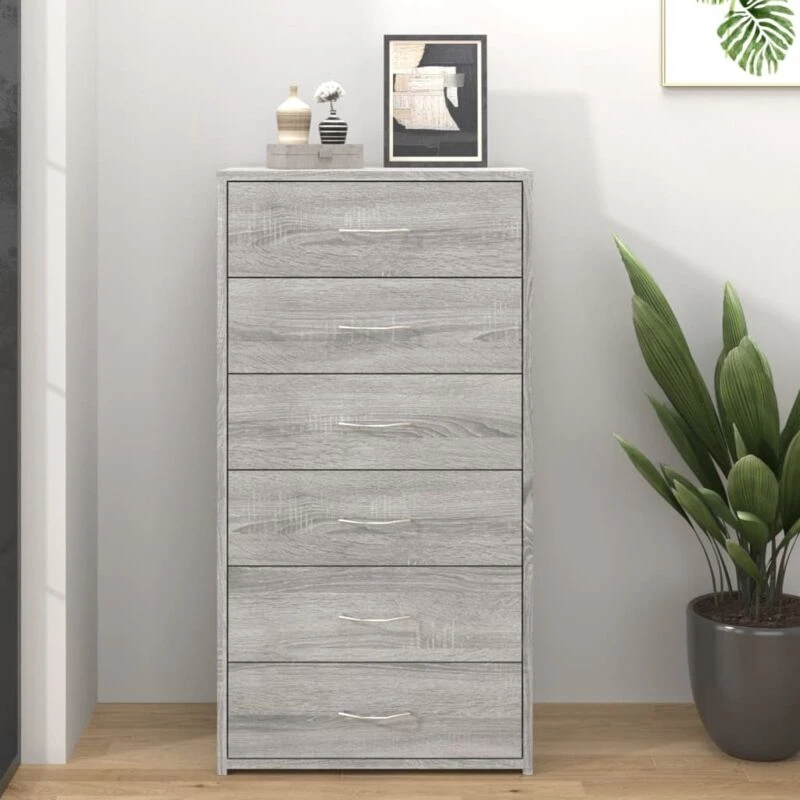 Image of VIDAXL Sideboard with 6 Drawers Grey Sonoma 50x34x96cm Engineered Wood Vidaxl 8720286954133
