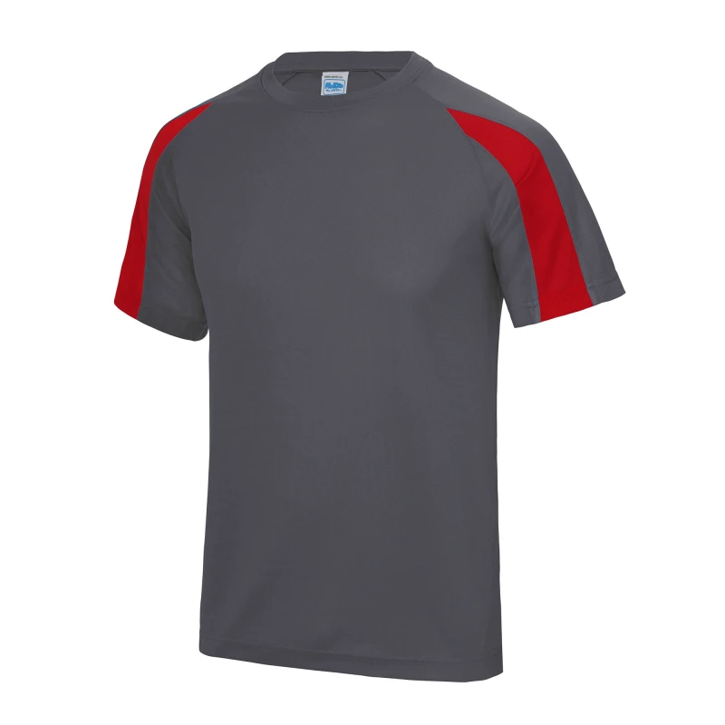 Image of Just Cool Just Cool Men Contrast Cool Sports Plain T-Shirt in Charcoal Size: Medium Charcoal M Male 5054171851348