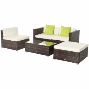 image of Alfresco Rattan Sectional Garden Sofa Set with Cushions, Brown