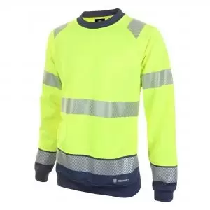 Image of Beeswift High Visibility Two Tone Sweatshirt Saturn Yellow Navy 2XL