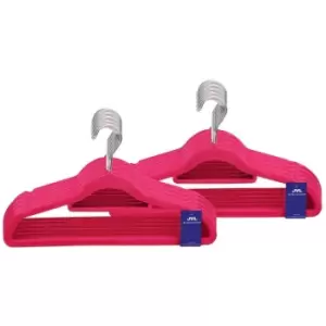 image of Premium Range Velvet Touch Space Saving Non-Slip Hangers, Medium Pink, Pack of 100 - JVL