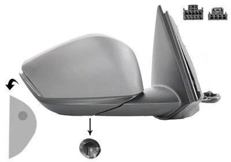 Image of VAN WEZEL 0989828 Wing mirror * HAGUS * Right, with temperature sensor, primed Outside Mirror (50)