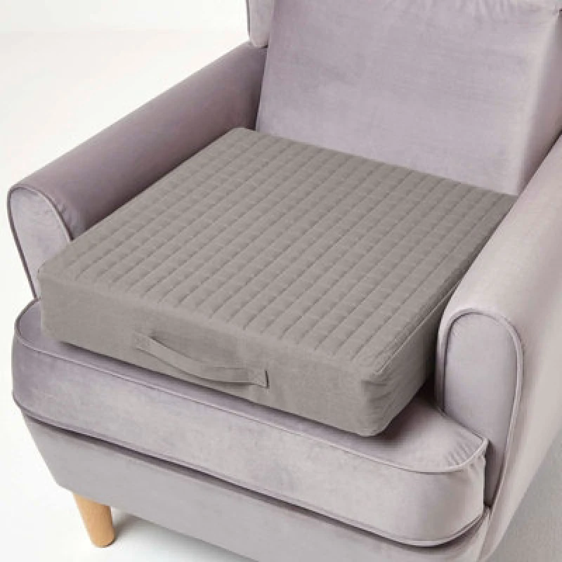 Image of Homescapes Cotton Orthopaedic Foam Armchair Booster Cushion Charcoal