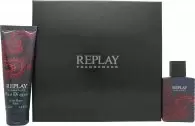 image of Replay Signature Red Dragon Gift Set 50ml Eau de Toilette + 100ml Aftershave