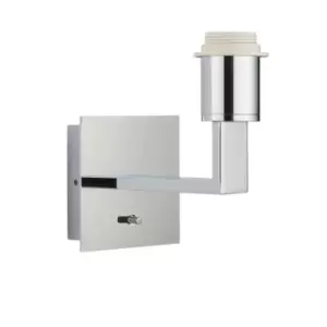 image of Indoor Wall Light Fitting - Polished Chrome - Square Wall Plate - Modern Sconce