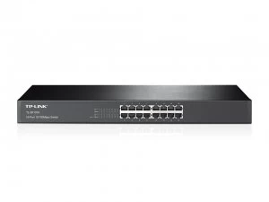 image of TP Link Unmanaged 16 Port Switch and 1U