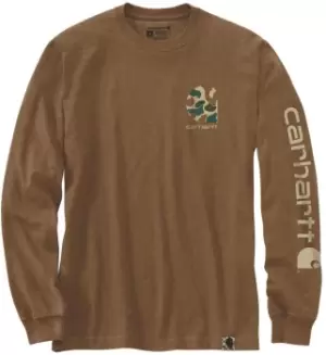 image of Carhartt Camo Logo Graphic Longsleeve, brown, Size L, brown, Size L