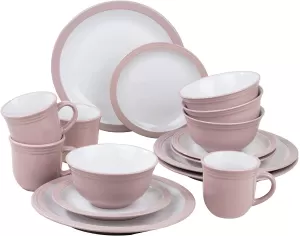 image of The Waterside 16pc Camden Dinner Set - Pink