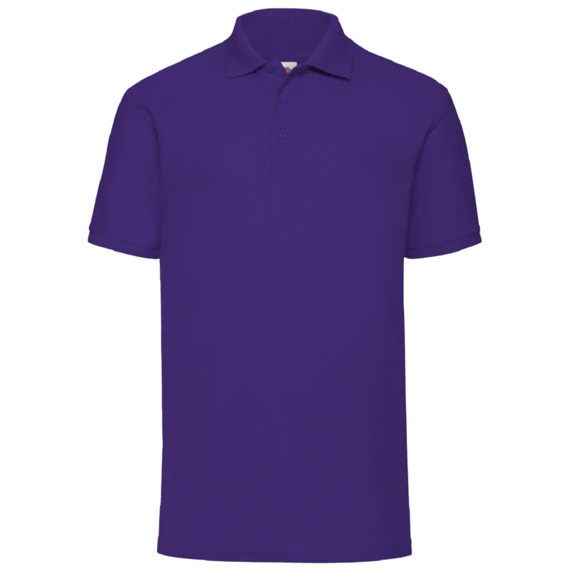 Image of Fruit Of The Loom Fruit of the Loom Men 65 35 Pique Short Sleeve Polo Shirt in Purple Size: large Purple L Male 5055747649079