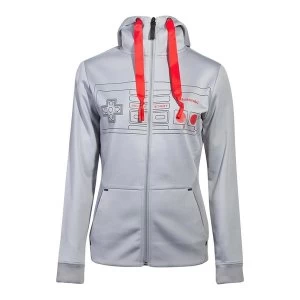 Image of Nintendo - Nes Controller Front Outline Womens Large Hoodie - Grey