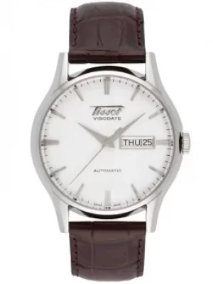 image of Tissot Mens Heritage Visodate Automatic White Dial Brown Leather...