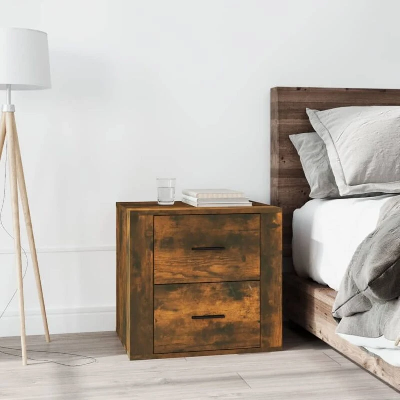 Image of Vidaxl Bedside Cabinet Smoked Oak 50X39X47 Cm, Brown 816709