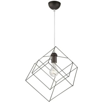Image of Lamkur Lighting - Wire Frame Pendant Ceiling Light Anthracite, 1x E27
