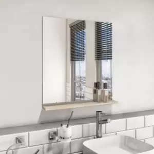 Image of Rectangular Oak Mirror With Shelf 650 x 600mm - Boston