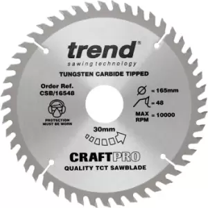 Image of Trend CSB/16548TC Craft Saw Blade 165Mm X 48 Teeth X 15.88 Thin