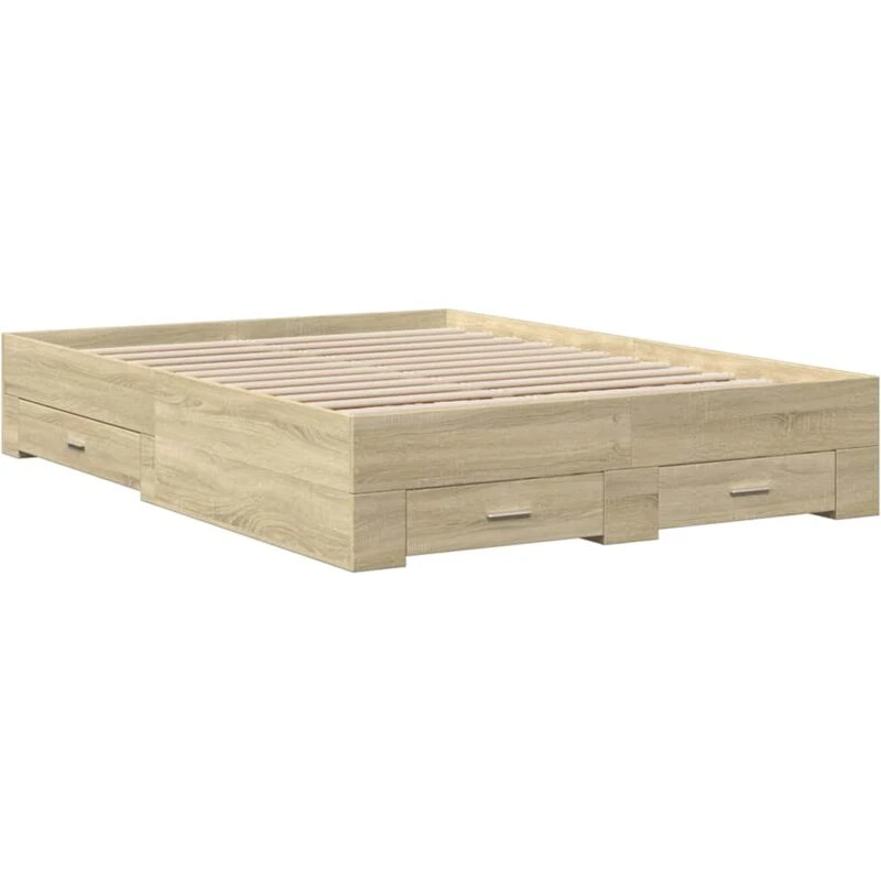 Image of VIDAXL Bed Frame with Drawers without Mattress Sonoma Oak 135x190cm Double Vidaxl 8721102620607