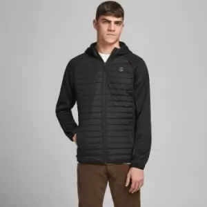 Image of Multi Quilted Hooded Jacket in Dual Fabric