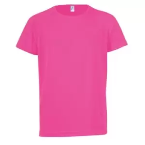 Image of SOLS Childrens/Kids Sporty Unisex Short Sleeve T-Shirt (12yrs) (Neon Pink)