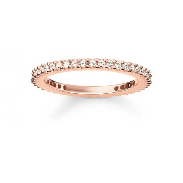 image of Thomas Sabo Sterling Silver Thomas Sabo Rose Gold Pave Eternity Ring T