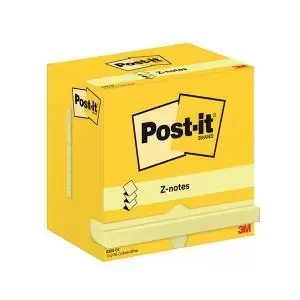 image of Post-it Z-Notes 76x127mm 100 Sheets Canary Yellow Pack of 12 R350 CY