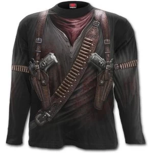 Image of Holster Wrap Allover Mens Large Long Sleeve T-Shirt - Black