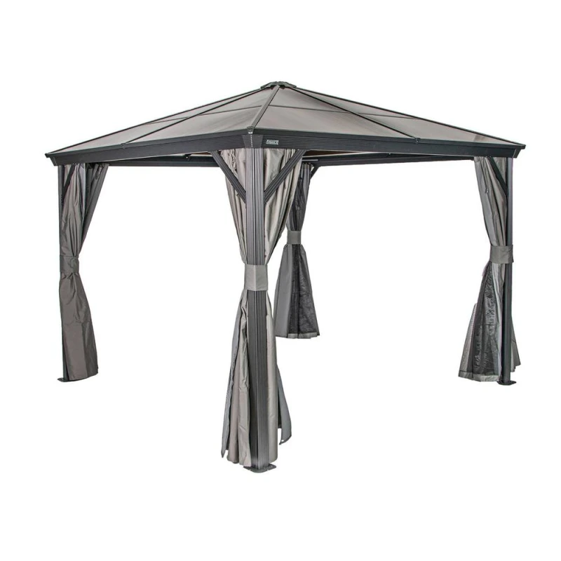 Image of Rowlinsons Curtains for Sojag Verona Gazebo 3m x 3m - L300 x W300 x H195.99cm in Grey Grey Unisex