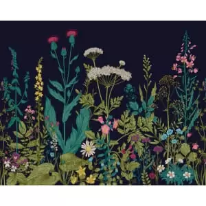 Image of Origin Murals Botanical Fleur Indigo Wall Mural - 3.5m x 2.8m