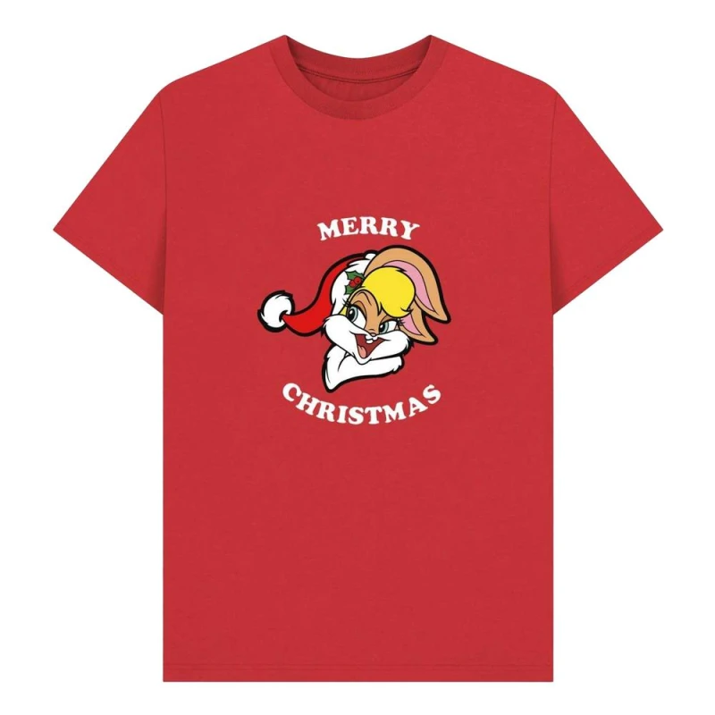 Image of Looney Tunes Mens Lola Bunny Christmas T-Shirt in Red Size: Small Red Male S