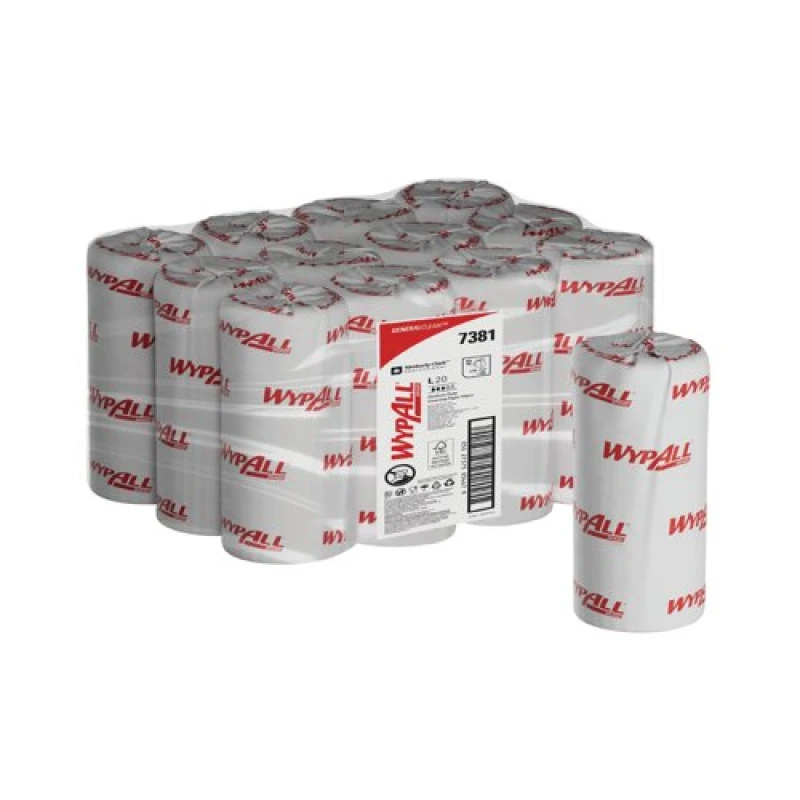 Image of WypAll Wypall L20 Medium Duty Cleaning Paper Wipes Blue (Pack of 12) 7381 7381