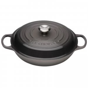 image of Le Creuset Signature Cast Iron Shallow Casserole Dish - 26cm - Flint