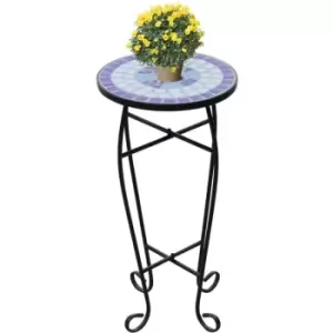 Image of Vidaxl - Mosaic Side Table Plant Table Blue White - Blue