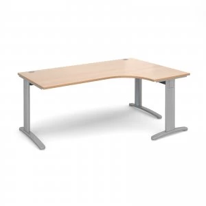 image of TR10 Deluxe Right Hand Ergonomic Desk 1800mm - Silver Frame Beech Top