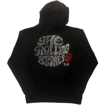 Image of The Rolling Stones - Swirl Logo '82 Unisex Large Hoodie - Black