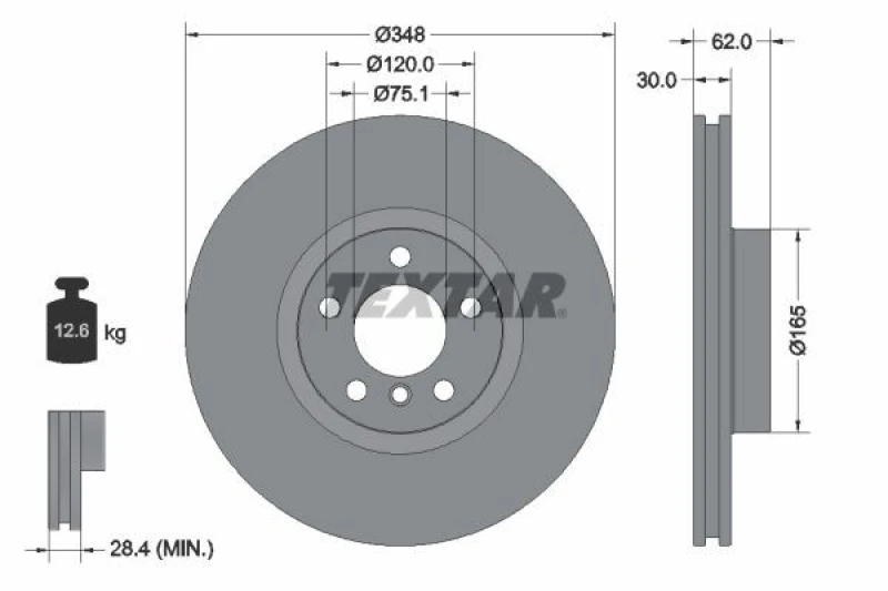 Image of Brake disc TEXTAR 92160905