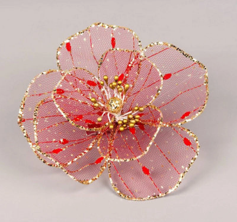 Image of Shatchi 16cm Red Poinsettia Poinsettia Flower - Christmas Tree Decoration Red