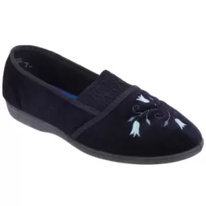 Image of Sleepers Womens/Ladies Inez Gusset Throat Patterned Slippers (4 UK) (Navy Blue)