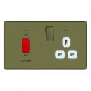 Image of Wickes 45A Cooker Switch and 13A Socket Pearl Nickel Screwless Flat Plate