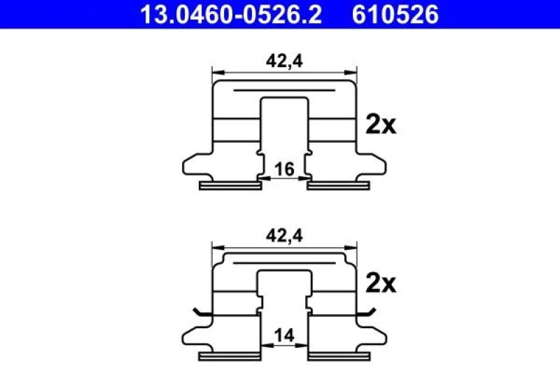 Image of ATE 13.0460-0526.2 Accessory Kit, disc brake pads Accessory Kit,disc brake pads (1164)