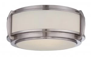 Image of 3 Light Flush Ceiling Light Brushed Nickel, E27