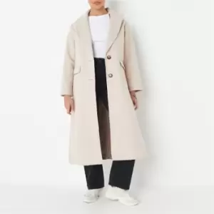 image of Missguided Petite Button Midaxi Coat - Cream